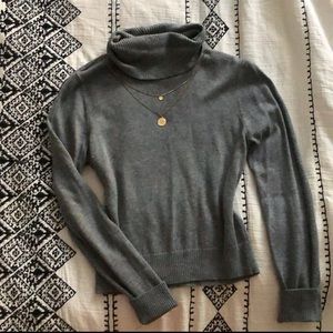 Grey cropped turtleneck sweater